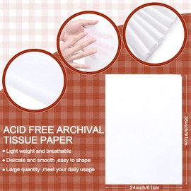 200 Pcs 24" x 36" Acid Free Archival Tissue Paper Unbuffered No Acid Paper No Lignin Archival Packing Paper for Storing Preserving Clothing Textiles Photo Present Wrap Office Home Supplies (400 Pcs)