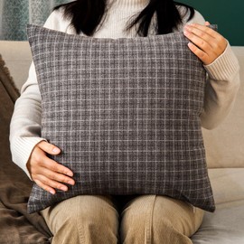 GLORY SEASON Tweed Throw Pillow Covers Woolen-style Fabric Square Pillow Cases for Farmhouse Cushion Case and Home Sofa Couch Decor Pack of 2,18x18 Inch (18x18 in, Senior Grey Plaid)