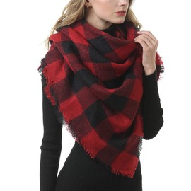 SZQCZB Women's Fall Winter Scarf Classic Tassel Plaid Scarf Warm Soft Chunky Large Blanket Wrap Shawl Scarves a108