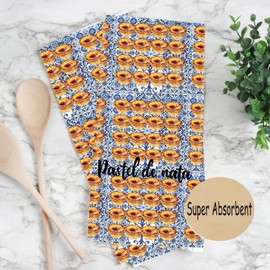 MYSOMY Portuguese Pastel De Nata Kitchen Towel Portuguese Dessert Tea Towel Portugal Food Lover Gift (Nata Towel3)