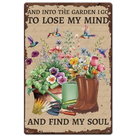 SUPERDANT Garden Metal Tin Sign Flower Birds Tin Sign Inspirational Quotes Metal Sign Garden Funny Signs and Plaque for Garden Farmhouse Living Room Bedroom Man Cave Wall Decorations