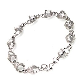 Cape Cod Jewelry-CCJ Nantucket Basket Link Chain SilverTone Bracelet 7.5"