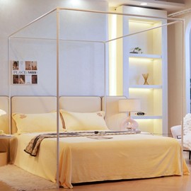 AIKASY Premium Canopy Bed Frame Post for California King Size Beds, Enhanced Metal Poles, Four Corner Bed Brackets, Ideal for Metal and Wood Bed Frames, Bedroom Decor Upgrade （White, California King）