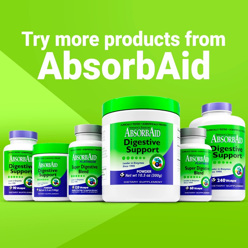 AbsorbAid Digestive Enzymes 300 Grams, Proven to Increase Vital Nutrient