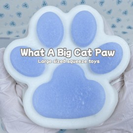 Big Cat Paw Squishy 5.5 Inch Large Size Squishies Squeeze Toys Pinch Family Squishy Cute Soft Silicone Giant Cats Paw Tangcii Fidget Stress Relief Sensory Toys Gifts for Adults Women (Blue+White)