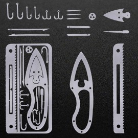 Unbranded Survival Multitool Stainless Steel HQ 22 Tools In 1! Credit Card Size Outdoor - Style D