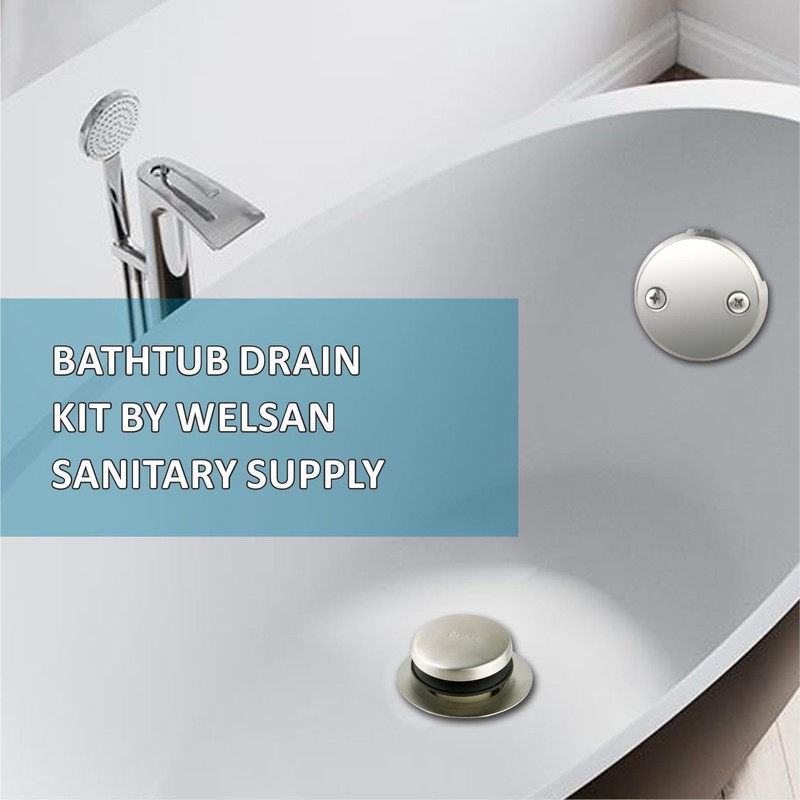 Tubular Bath Tub Drain Kit 1-1/2" with Brushed Tip-Toe Bathtub