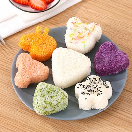 EOQPDECD 8 Pcs Triangle Rice Ball Maker with Spatula - Shake Onigiri Mold for Kid Lunch Bento and Home DIY
