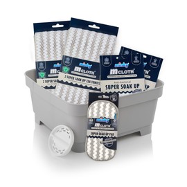Minky Mcloth Super Soak Up Bundle, Washing Up Bowl, Super Absorbent Microfibre Cloth, Pads and Tea Towels for Kitchen, 5 Cleaning Products, Anti-Bacterial Kitchen Accessories