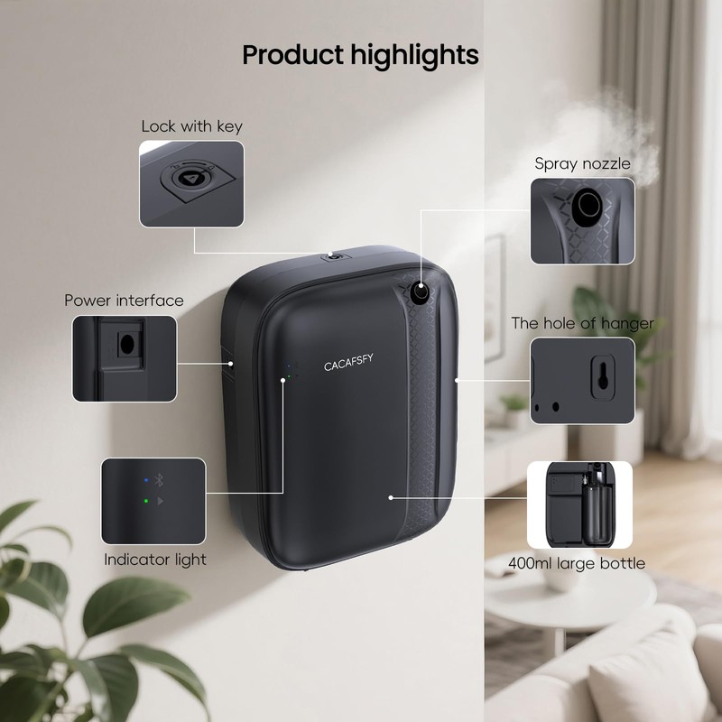 Waterless Diffuser, Hotel Scent Diffuser-Smart APP Control-400mL Capacity Up to