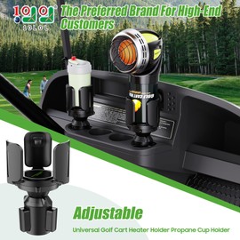10L0L Universal Golf Cart Heater Holder Propane Cup Holder, Adjustable Base Holder Mount for 16.4 oz Propane Tank & Drink Tumbler Holder for EZGO Yamaha Club Car