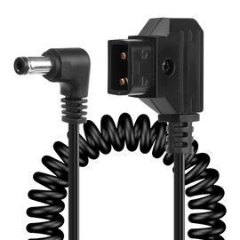 CERRXIAN D-Tap to Right Angle DC 12V Coiled Cable Replacement D-Tap to 12V DC5525 Jack Cable for Anton Bauer, KIPRO LCD, Black Magic etc