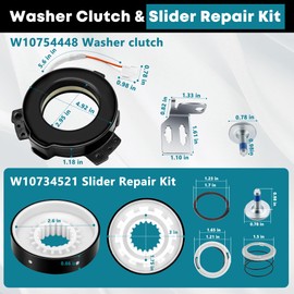 W10754448 W10734521 Washer Clutch and Slider Kit Fit for Ken-more Whirl-pool Washer Parts, Replace W10447973, W10817398, W10905022, W10006484, W10006494, W10275082, W10447975, W10905025 by Fetechmate
