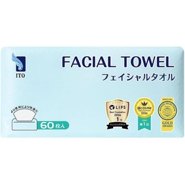ITO Facial Towels, 3 Sets of 60 Sheets, For Tackling Sensitive Skin and Rough Skin, Disposable Towels, Cleansing Towels, Facial Towels