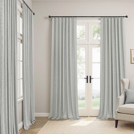 Light Grey Black Out Curtains 72 Inch Long for Dining Room 2 Panels Linen Textured Boho Blackout Drapes Double Sided Blocking Gray Room Darkening for Bedroom Garage Window Coverings 72 Length 6FT 6 FT