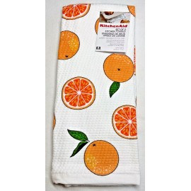 KITCHENAID KITCHEN TOWELS (2) ORANGES TEXTURED 100% COTTON TERRY NIP