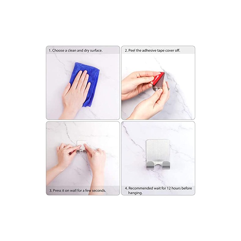 Ganchos Adhesivos para Pared de Acero Inoxidable