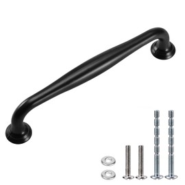 WEAVERBIRD Cabinet Handles Matte Black 128mm Drawer Pulls Aluminum Alloy Rounded Foot Kitchen Hardware, 5" Hole Centers,Pack of 10