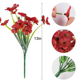 AmyHomie 20 Bundles Artificial Flowers for Outdoor UV Resistant Faux Flowers No Fade Fake Plastic Plants Garden Porch Window Box Decorating(Red)