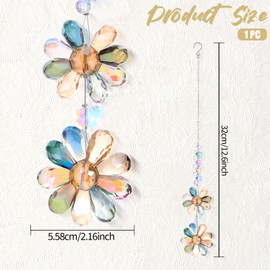 Suncatcher Window Sun Catchers, Flower Sun Catcher Crystals, Window Rainbow Maker Crystal Hanging Decor for Home Patio Indoor Outdoor Garden Kitchen Window Curtains Decor (Dark Multicolor)