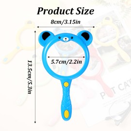 6Pcs Small Magnifying Glass 3X Cute Bear Handheld Magnifying Glass Reading Plastic Magnifier for Nature Hobby Science Outdoor Observation Learning Tools Fun Party Birthday Gifts (Colorful)