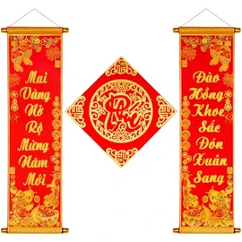 3 Pcs Vietnamese New Year Couplets Spring Festival Couplets Wall Stickers Vietnamese Lunar New Year Accessories Home Decor