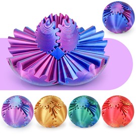 Gear Ball 3D Printed Spin Ball or Cube Fidget Toy,Gear Sphere Fidget Toy,Fidget Ball Gear Toy for Stress and Anxiety Relief, Stress Ball GearSphere Desk Toy for Adults & Kids(Purple Blue, 3.1 Inch)