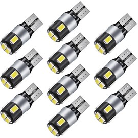 T10 LED Explosive Light White 10 Pcs Built-in Canceller Short Circuit Protection Vehicle Inspection Compatible 6SMD 12V 1.8W Room Lamp/Position/License Lamp/License Lamp/Meter Lamp (Set of 10)