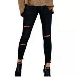 AIDAYOU Super Stretchy Ripped Jeans Leggings Soft High Waisted Jeggings for Women - Shaping Pull On & Tummy Control - Ankle Elastic Denim Legging