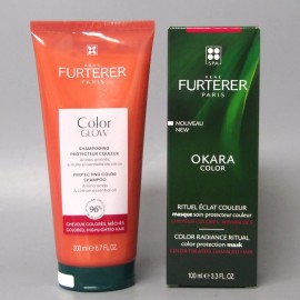 Champú DUO Rene Furterer Color Glow 200 ml y máscara Okara Color Radiance 100 ml