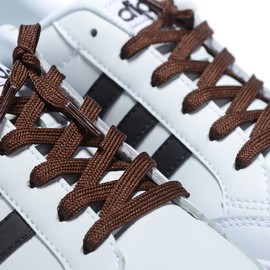 Curtual Wide Flat Athletic Shoelaces with Wide Shoelaces Flat Shoe Laces [2 Pairs] [8 Color][8 Size] for Sneakers and Shoes, Brown, 45" inches (114 cm)