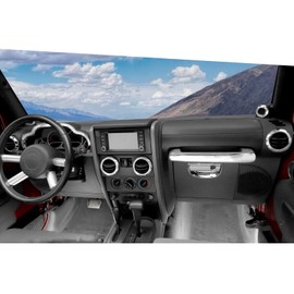 Jimen Fit for Jeep Wrangler JK JKU 2007-2010, 14PCS Interior Kits - Instrument Panel Dashboard Cover, AC Vent Ring, Passenger Grab Handle Trim, A Pillar Speaker Cover (Chrome)