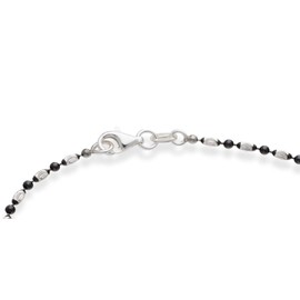 Miabella 925 Sterling Silver Diamond-Cut Oval and Round Bead Ball Chain Anklet Ankle Bracelet for Women, Made in Italy, Length 9 Inches (Small), Sterling Silver