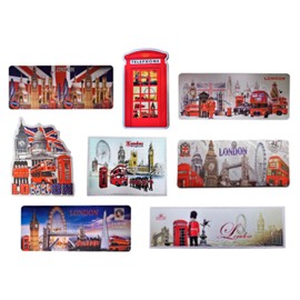 Set of 8 UK London England Famous Icons Acrylic Foil Fridge Magnets