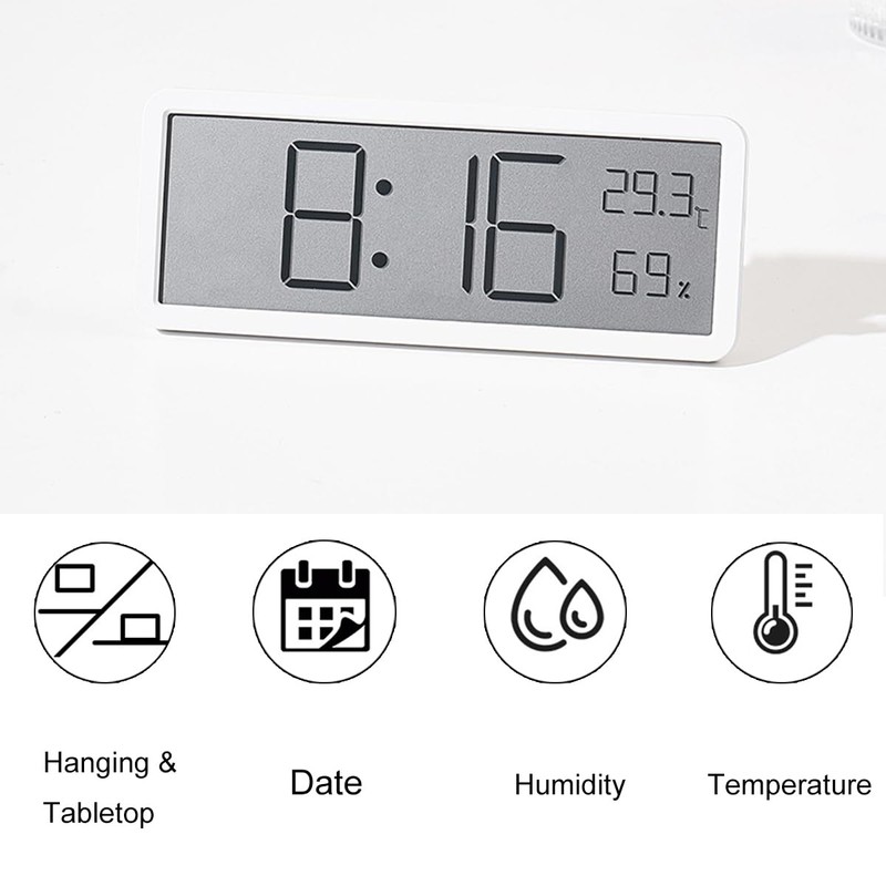 Lancoon Digital Wall Clock with Temperature Humidity LCD Display Date