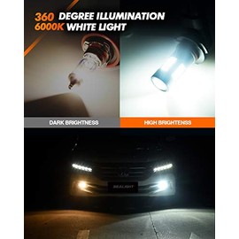 SEALIGHT H11/H8/H16 Bombillas LED Antiniebla 6000K 360° Iluminación Real 400% Más Brillo, Blanco, 2 Piezas