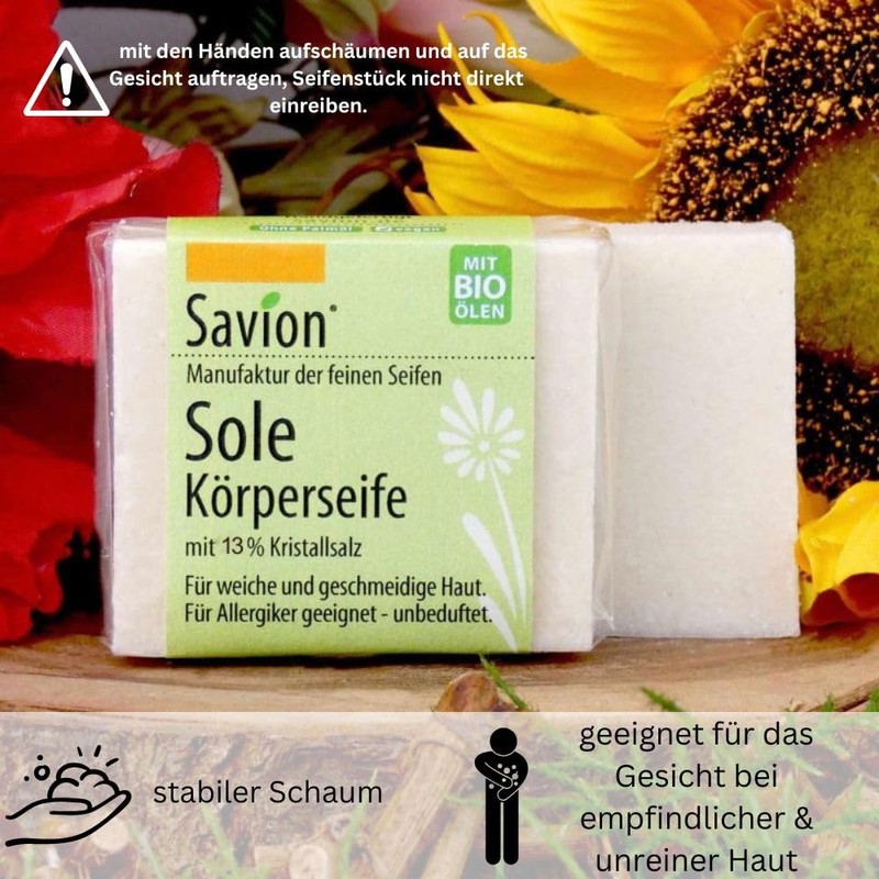 Savion Sole Body Soap with 13% Crystal Salt Vegan Palm