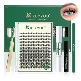 KEYYOU Pestañas Postizas Kit Completo Y05 Kit de Extensión de Pestañas Suaves y Espesas DIY 144 piezas Pestañas Postizas Suaves y Naturales 8-18MIX D Curl Adecuado para Principiantes(Kit-Y05)