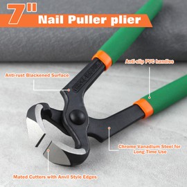 LEONTOOL End Cutting Pliers 7 Inches Nail Puller Plier Carpenter Pincer with PVC Handle, Stiletto Remove Pliers for Women Wire Cutting Pliers Nail Pulling Pliers Nail Puller Tool for Shoe Heel Repair