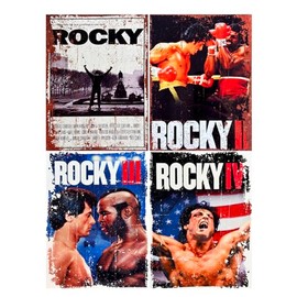 Metal Rocky Sign Collection (4 pack), Gym Decor, Indoor and Outdoor, Gift for Him, Man Cave, Boxing Motivation
