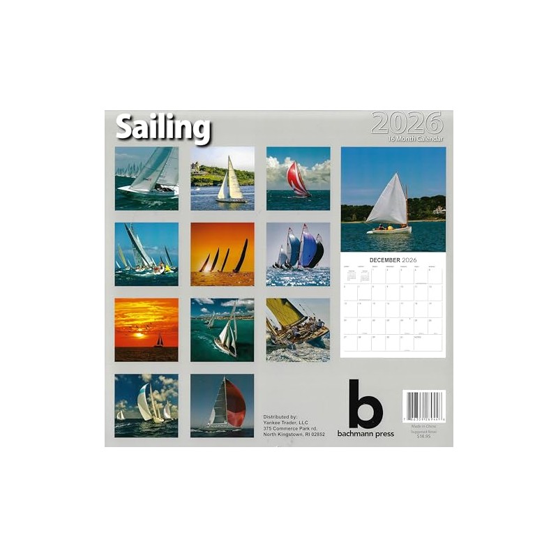 2026 Sailing Full Size Wall Calendar for Planning, Scheduling, and