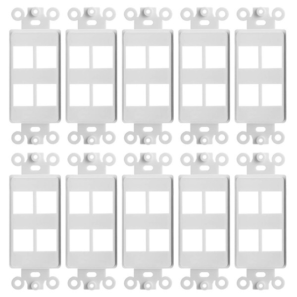 Cmple - 10 Pack 4 Port Decorator Wall Plate Insert,