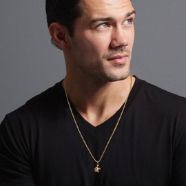 CyxenNova Men's Necklace Men's Stainless Steel Chain Gold Silver with Football Pendant Fashion Jewellery Men's Gifts for Men, Stainless Steel