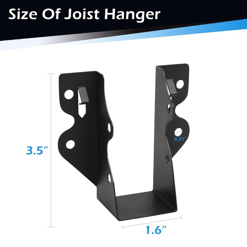 36Pcs 2"x 4" Joist Hanger,Q235B Steel Black Powder Coated Face