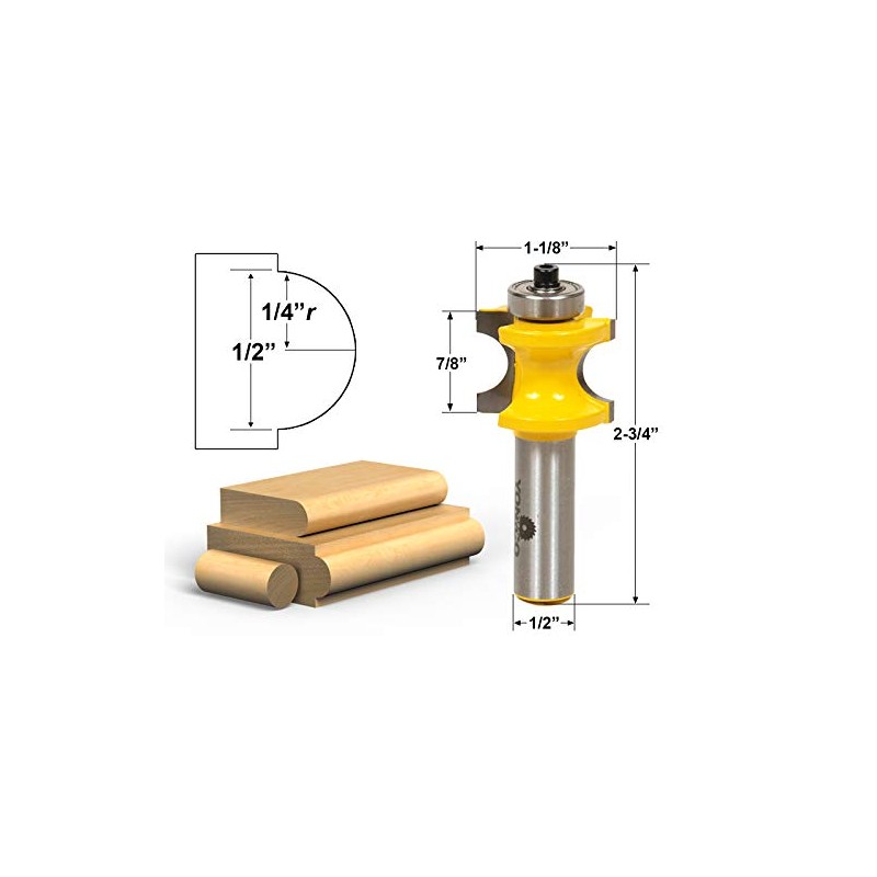 YONICO 13115 1/2-Inch Bead Bullnose Router Bit 1/2-Inch Shank