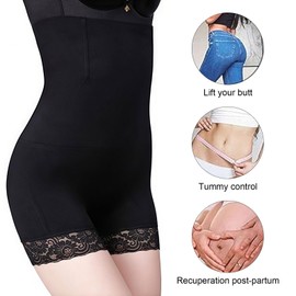 GWAWG Womens Tall Size Boundry Skinny Slim Lifting Hip Closed Underpants Repair Shorts - Partum, black