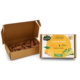 Bless International Lemon and Lime 100%-Natural-Incense-Cones Handmade-Hand-Dipped Organic-Chemicals-Free for-Purification-Relaxation-Positivity-Yoga-Meditation The-Best-scents (60 Count)