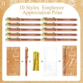 Frienda 20 Set Graduation Thank You Pens Gifts Employee Appreciation Gifts Bulk for Office Men Women Inspirational Ballpoint Pens with Card, Party Favor for Teacher Volunteer Team Coworker (Classic)