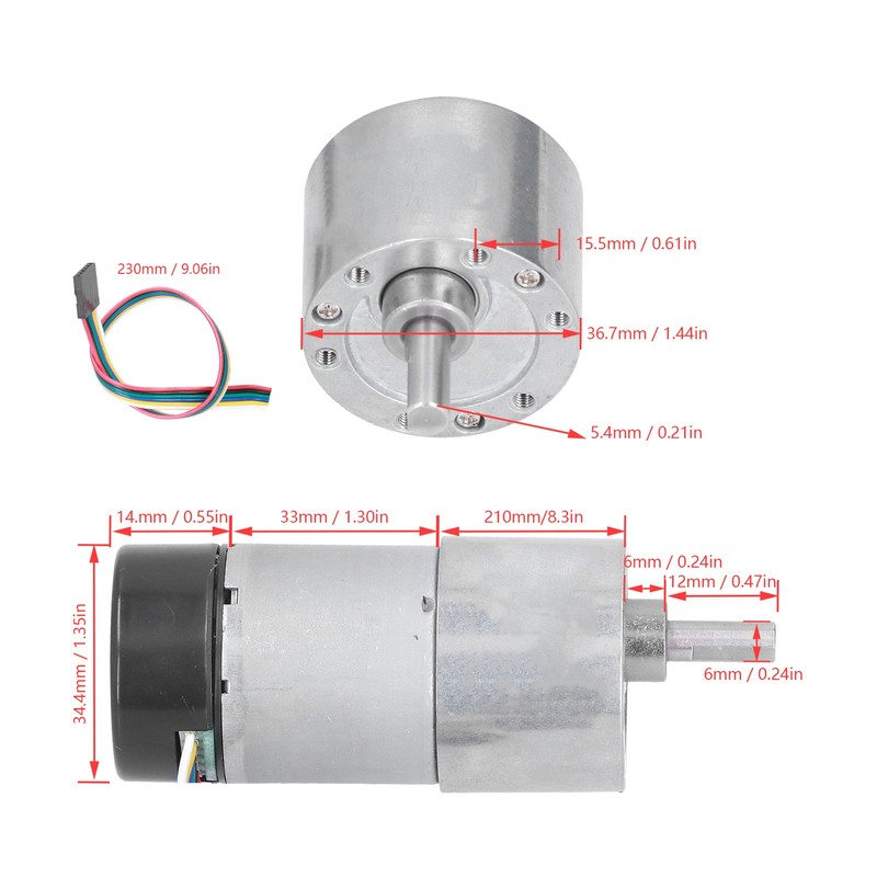 JGB37‑3530 DC12V Encoder Metal Gearmotor Speed Reduction High Torsion Encoder