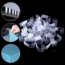 Odowalker 50 Pieces Table Skirt Clips Clear Plastic with Hook Fastener for Table Cover Table Skirting Tablecloth Table Edge (0.8"-1.2")